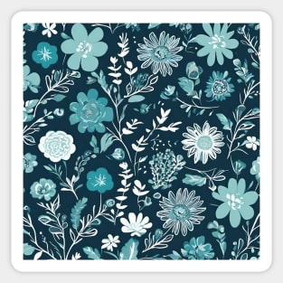 Boho Chic Scandinavian Botanical Turquoise Teal Floral Sticker